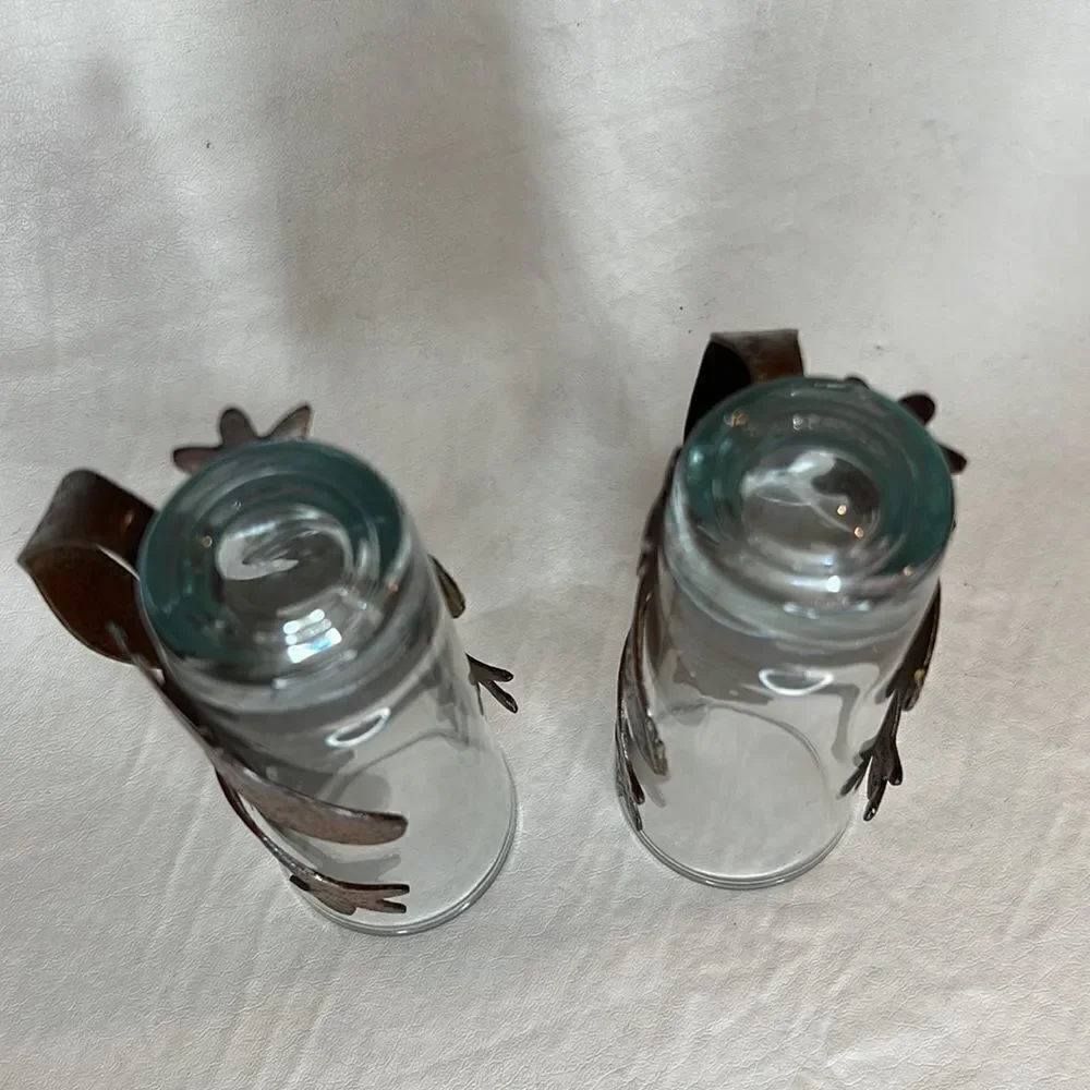 Kokopelli Lizard Gecko Reptile Metal Wrapped Shot Glass Tail Handle Set  Of 2